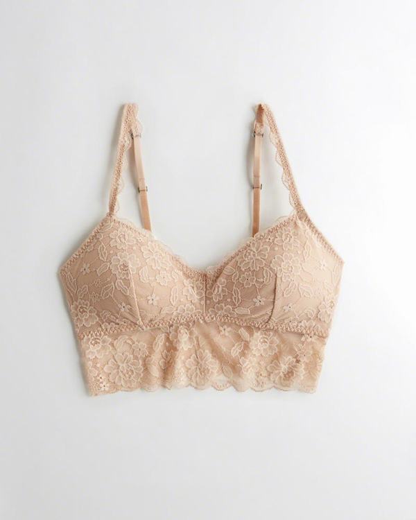 Bralette Hollister Donna Lace Longlinelette With Removable Pads Beige Italia (400THWJI)